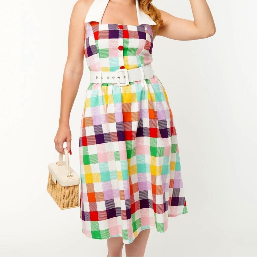 Modcloth Colorful Plaid Women's Dress NWT pockets